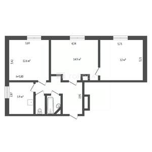 3-к квартира, вторичка, 59м2, 2/4 этаж