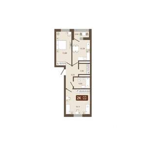 2-к квартира, строящийся дом, 55м2, 13/16 этаж