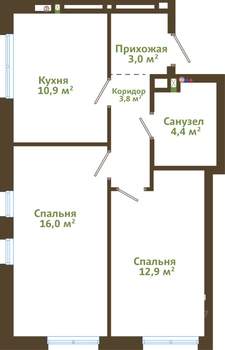 2-к квартира, вторичка, 51м2, 12/14 этаж
