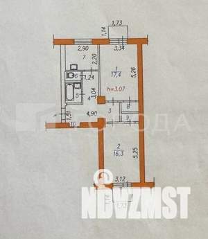 2-к квартира, вторичка, 59м2, 3/4 этаж