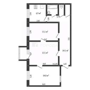 3-к квартира, вторичка, 72м2, 5/5 этаж