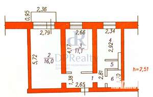 2-к квартира, вторичка, 43м2, 4/6 этаж