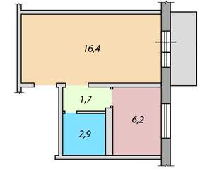 1-к квартира, вторичка, 27м2, 9/1 этаж