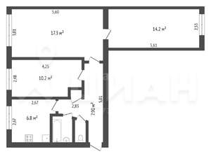 3-к квартира, вторичка, 62м2, 3/5 этаж