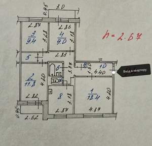 4-к квартира, вторичка, 80м2, 4/9 этаж