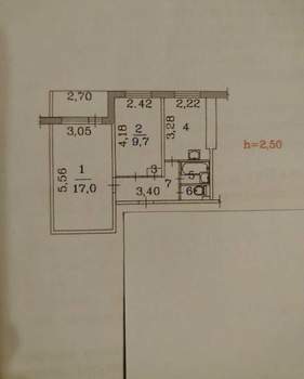 2-к квартира, вторичка, 43м2, 5/9 этаж