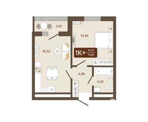 1-к квартира, вторичка, 41м2, 6/16 этаж