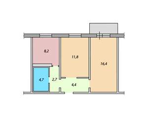 2-к квартира, вторичка, 48м2, 2/1 этаж