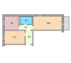 2-к квартира, вторичка, 48м2, 7/9 этаж