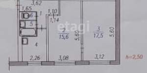 2-к квартира, вторичка, 48м2, 1/5 этаж