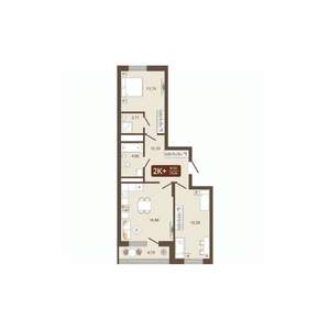 2-к квартира, вторичка, 67м2, 14/16 этаж