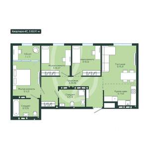 4-к квартира, вторичка, 84м2, 11/12 этаж