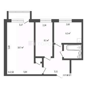 2-к квартира, вторичка, 43м2, 2/5 этаж