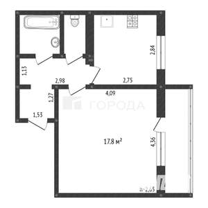 1-к квартира, вторичка, 35м2, 2/9 этаж