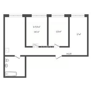 3-к квартира, вторичка, 76м2, 5/5 этаж