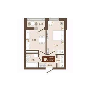 1-к квартира, строящийся дом, 33м2, 3/16 этаж