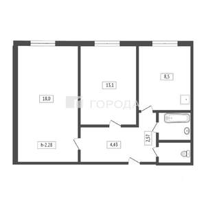 2-к квартира, вторичка, 52м2, 1/5 этаж