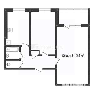 2-к квартира, вторичка, 43м2, 3/9 этаж