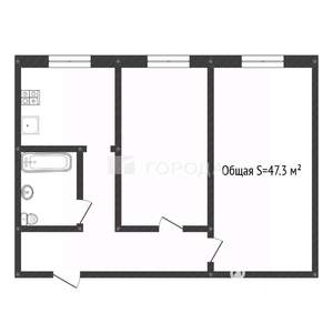 2-к квартира, вторичка, 47м2, 1/4 этаж