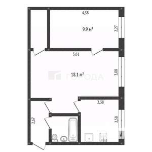 2-к квартира, вторичка, 44м2, 1/5 этаж