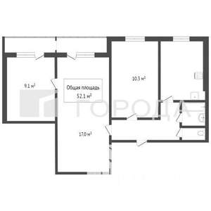 3-к квартира, вторичка, 51м2, 8/9 этаж