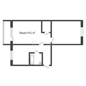 2-к квартира, вторичка, 45м2, 2/5 этаж