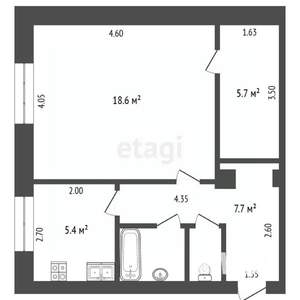 1-к квартира, вторичка, 42м2, 4/5 этаж