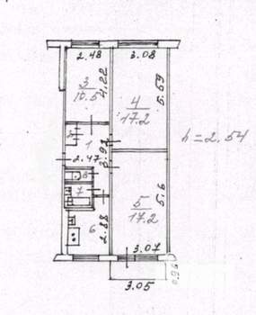 3-к квартира, вторичка, 61м2, 2/5 этаж