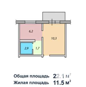1-к квартира, вторичка, 22м2, 8/9 этаж
