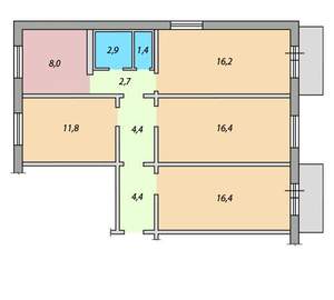4-к квартира, вторичка, 85м2, 4/9 этаж