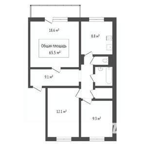 3-к квартира, вторичка, 66м2, 4/10 этаж