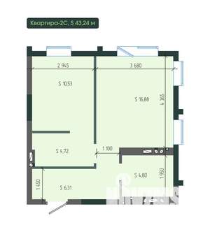 2-к квартира, вторичка, 43м2, 8/12 этаж