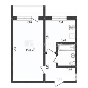 1-к квартира, вторичка, 30м2, 5/5 этаж