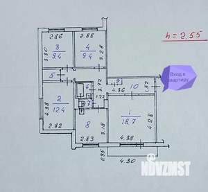4-к квартира, вторичка, 80м2, 4/9 этаж