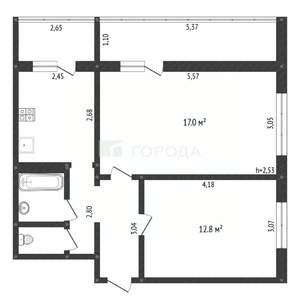 2-к квартира, вторичка, 46м2, 10/12 этаж