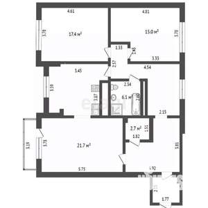 3-к квартира, вторичка, 108м2, 13/16 этаж