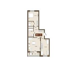 2-к квартира, вторичка, 67м2, 9/16 этаж