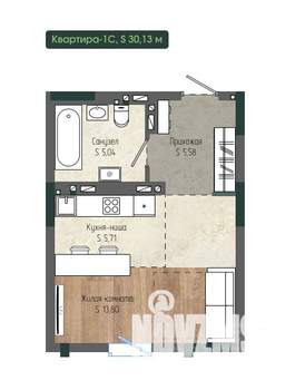 1-к квартира, вторичка, 30м2, 11/12 этаж