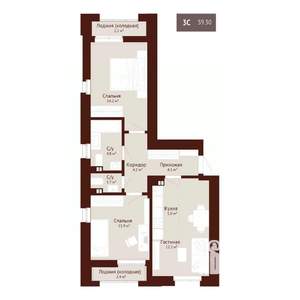 3-к квартира, строящийся дом, 61м2, 4/9 этаж