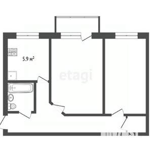 2-к квартира, вторичка, 43м2, 2/5 этаж