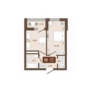 1-к квартира, вторичка, 33м2, 14/16 этаж