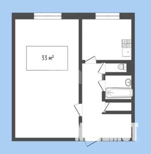 1-к квартира, вторичка, 33м2, 1/9 этаж