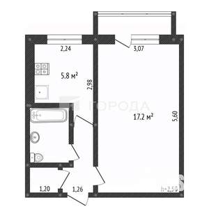 1-к квартира, вторичка, 30м2, 5/5 этаж