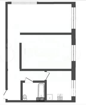 2-к квартира, вторичка, 44м2, 1/5 этаж