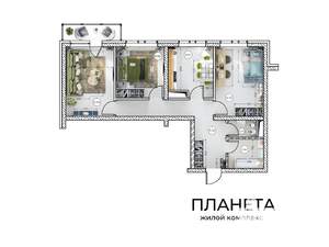 3-к квартира, вторичка, 72м2, 13/21 этаж