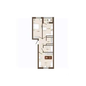 2-к квартира, вторичка, 55м2, 16/16 этаж
