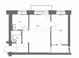 2-к квартира, вторичка, 43м2, 2/3 этаж