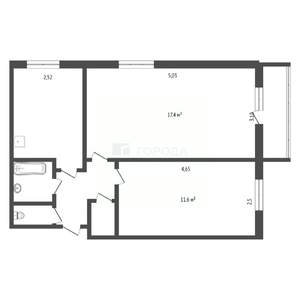 2-к квартира, вторичка, 44м2, 2/9 этаж