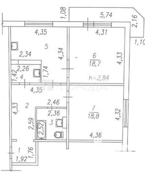 2-к квартира, вторичка, 77м2, 5/7 этаж