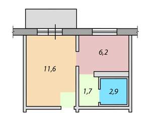 1-к квартира, вторичка, 22м2, 2/1 этаж